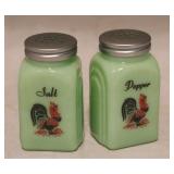 Jadeite "Rooster" Salt & Pepper Shakers