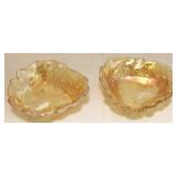 Pair of Carnival Glass Leaf Bowls