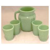 Jadeite Pitcher w/ 4 Matching Glasses