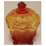 Glass Footed Covered Candy Dish