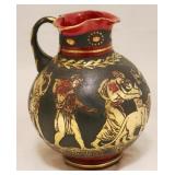 Overlay crystal vase with etched Roman figures