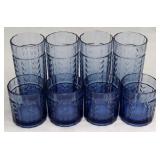 Set of 8 Blue Glass Tumblers