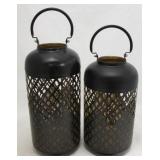 Pair of Metal Candle Holder Lanterns