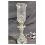 Hurricane Glass Lamp w/ Silver Accents