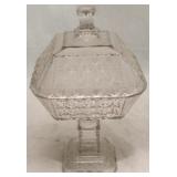 Vintage pressed glass candy jar with lid