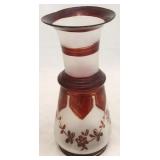 Cranberry & frosted glass vase