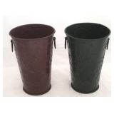 Pair metal planter vases