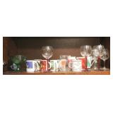 Shelf Lot of Assorted Glasses and Mugs