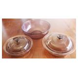 3pc. Colored Pyrex Cooking Dishes