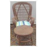 Wicker Chair w/ Matching Ottoman