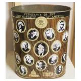 Vintage US Presidents Trash Bin