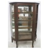 Oak Carved Curved Glass China Cabinet