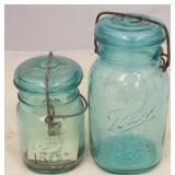 Pair of Ball Bicentennial Blue Glass Jars