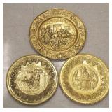Lot of 3 Brass Hanging Trays