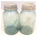 Pair of Ball Blue Glass Mason Jars