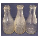 Lot of 3 Vintage Glass Milk Bottles