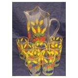 Glass Pitcher w/ 7 Glasses