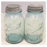 Pair of Blue Ball Mason Jars