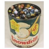 Vintage Metal Can full of Glass Marbles