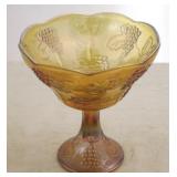 Amber Glass Compote - 8 1/2 x 8 1/2