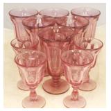 Set of 10 Pink Glasses - 5 1/2 & 7" tall