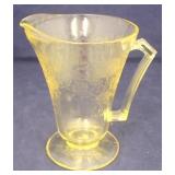 Yellow Glass Pitcher - 7 1/2" tall