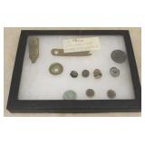 Display Case w/ Antique Civil War Items
