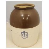 2 Gallon Stoneware Brown & White Crock