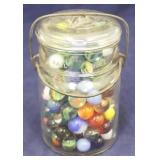 Glass Mason Jar Full of Marbles