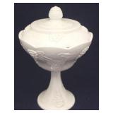 Milk Glass Compote w/ Lid