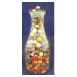 Milk Bottle Full of Glass Marbles