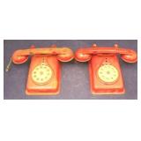 Pair of Vintage Toy Metal Rotary Phones