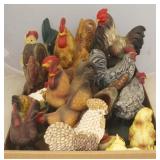 Tray Lot of Assorted Rooster Figures