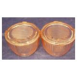 2pc. Pink Glass Dishes w/ Lids