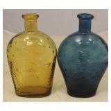 Pair of Vintage Colored Glass Bottles
