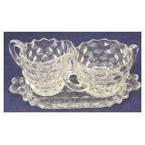 Fostoria American Cream & Sugar Set w/ Underplate