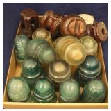 Tray Lot of Assorted Glass & Ceramic Insulators