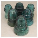 Lot of 6 Glass Insulators 4" tall