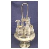 Antique Silver Plate & Glass Caster Set