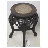 Heavily carved marble inset wood stand