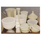Tray Lot of Milk Glass Items