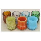 7 pc Set Assorted Colored Glass Toothpick Holders