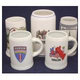 Lot of 5 Vintage Beer Mugs - asst