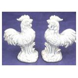 Pair of Stoneware Rooster Figures - 6 1/2" tall
