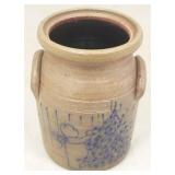 Blue Decorated Crock - 6 1/2 x 4 1/2