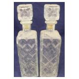 Pair of Glass Liquor Bottles - 12" tall
