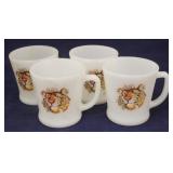 Set of 4 Fire-King Esso Tiger Mugs