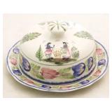 Quimper Covered Butter Dish - 7 1/2" Round