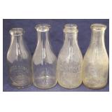 Lot of Glass Milk Bottles - 9 3/4" tall