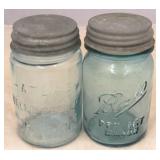 Pair of Blue/Glass Mason Jars (Atlas + Ball)